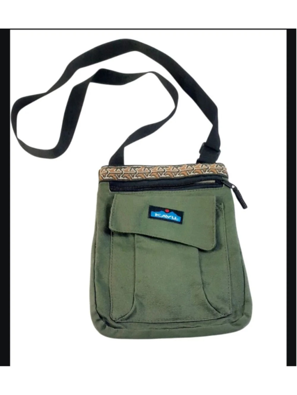 KAVU Keeper Olive Green Crossbody Sling Canvas Hiking Camping 9x11 8L~ - Picture 1 of 4